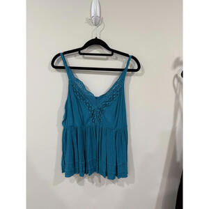 Torrid Blue Lace Trim Tank Top